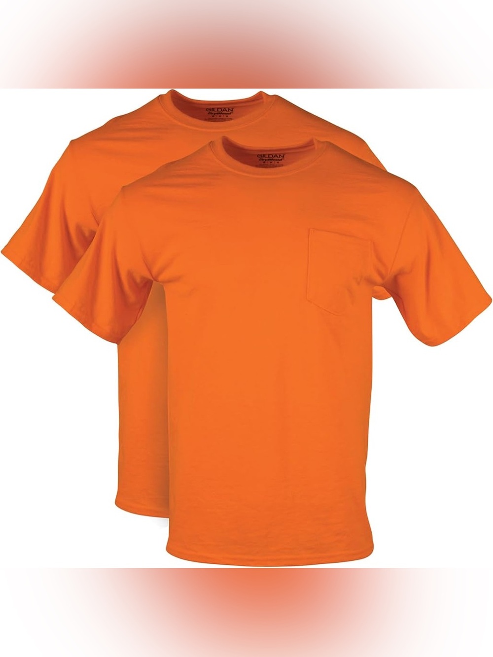 Gildan Bright Orange Pocket Tee - 2 Pack
